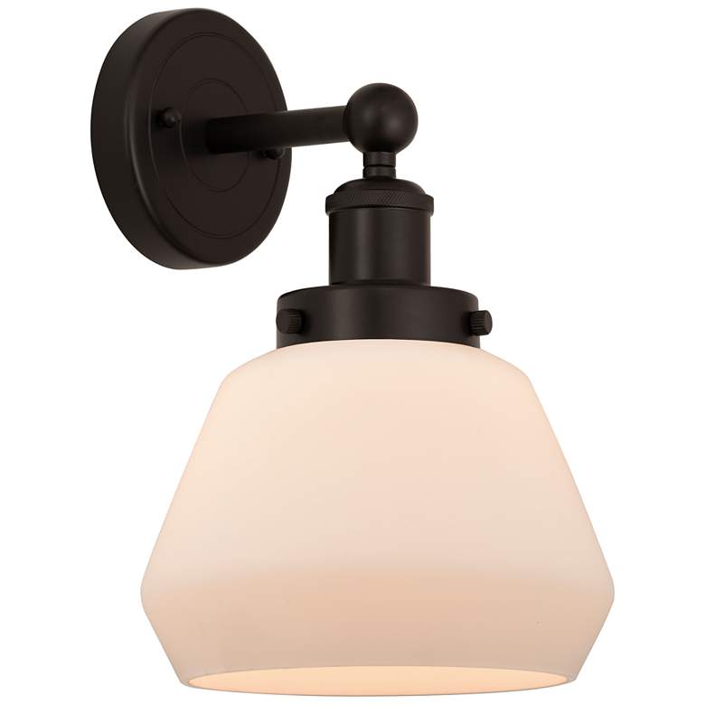 Image 1 Edison Fulton 7" Oil Rubbed Bronze Sconce w/ Matte White Shade