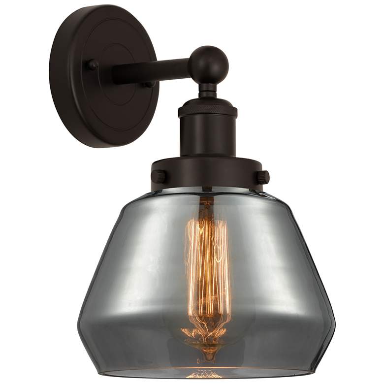 Image 1 Edison Fulton 7" Oil Rubbed Bronze Sconce w/ Plated Smoke Shade
