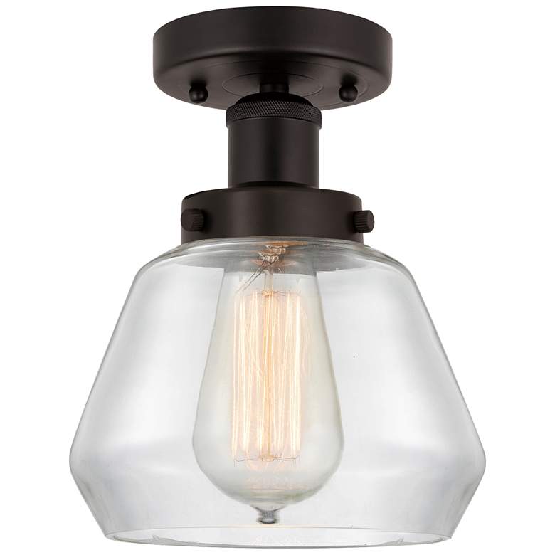 Image 1 Edison Fulton 7" Oil Rubbed Bronze Semi Flush Mount w/ Clear Shade