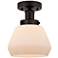 Edison Fulton 7" Oil Rubbed Bronze Semi Flush Mount w/ Matte White Sha