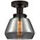 Edison Fulton 7" Oil Rubbed Bronze Semi Flush Mount w/ Plated Smoke Sh