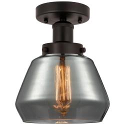 Edison Fulton 7" Oil Rubbed Bronze Semi Flush Mount w/ Plated Smoke Sh