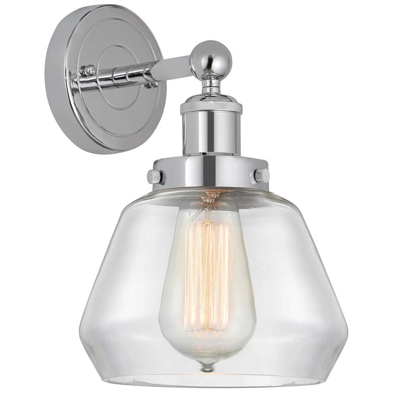 Image 1 Edison Fulton 7" Polished Chrome Sconce w/ Clear Shade