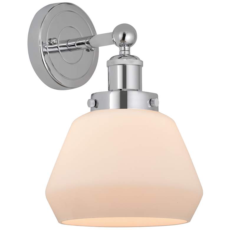 Image 1 Edison Fulton 7" Polished Chrome Sconce w/ Matte White Shade
