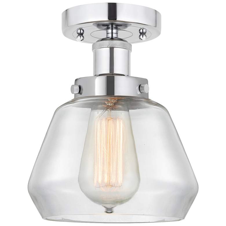 Image 1 Edison Fulton 7" Polished Chrome Semi Flush Mount w/ Clear Shade