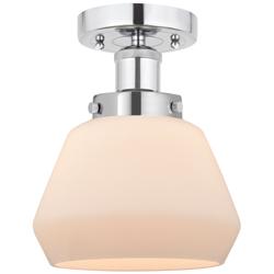 Edison Fulton 7" Polished Chrome Semi Flush Mount w/ Matte White Shade