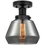 Edison Fulton 7"W Matte Black Ceiling Light with Smoke Shade