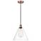 Edison Glass Cone 12" Antique Copper Cord Hung Mini Pendant w/ Clear S