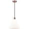 Edison Glass Cone 12" Antique Copper Cord Hung Mini Pendant w/ White S