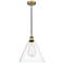 Edison Glass Cone 12" Brushed Brass Cord Hung Mini Pendant w/ Clear Sh