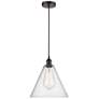 1_Edison Glass Cone 12" Oil Rubbed Bronze Corded Mini Pendant w/ Seedy S
