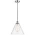 Edison Glass Cone 12" Polished Chrome Cord Hung Mini Pendant w/ Clear
