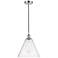 Edison Glass Cone 12" Polished Chrome Cord Hung Mini Pendant w/ Seedy