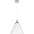 Edison Glass Cone 12" Polished Chrome Cord Hung Mini Pendant w/ Seedy