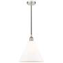 Edison Glass Cone 12" Polished Nickel Cord Hung Mini Pendant w/ White