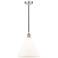 Edison Glass Cone 12" Polished Nickel Cord Hung Mini Pendant w/ White