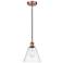 Edison Glass Cone 8" Antique Copper Cord Hung Mini Pendant w/ Clear Sh