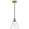 Edison Glass Cone 8" Brushed Brass Cord Hung Mini Pendant w/ Clear Sha
