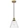 Edison Glass Cone 8" Brushed Brass Cord Hung Mini Pendant w/ Seedy Sha