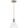 Edison Glass Cone 8" Brushed Nickel Corded Mini Pendant w/ Clear Shade