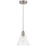 Edison Glass Cone 8" Brushed Nickel Corded Mini Pendant w/ Clear Shade