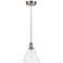 Edison Glass Cone 8" Brushed Nickel Corded Mini Pendant w/ Seedy Shade