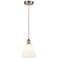 Edison Glass Cone 8" Brushed Nickel Corded Mini Pendant w/ White Shade