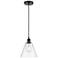 Edison Glass Cone 8" Matte Black Cord Hung Mini Pendant w/ Clear Shade