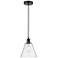 Edison Glass Cone 8" Matte Black Cord Hung Mini Pendant w/ Seedy Shade