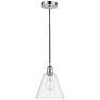 Edison Glass Cone 8" Polished Chrome Cord Hung Mini Pendant w/ Clear S