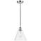 Edison Glass Cone 8" Polished Chrome Cord Hung Mini Pendant w/ Clear S