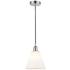 Edison Glass Cone 8" Polished Chrome Cord Hung Mini Pendant w/ White S