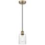 Edison Hadley 5" Antique Brass Cord Hung Mini Pendant w/ Clear Shade