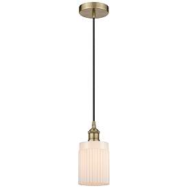 Image1 of Edison Hadley 5" Antique Brass Cord Hung Mini Pendant w/ Matte White S