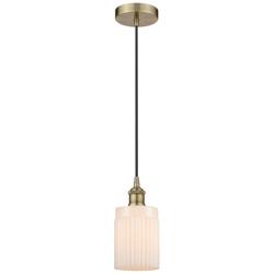 Edison Hadley 5" Antique Brass Cord Hung Mini Pendant w/ Matte White S