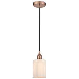 Image1 of Edison Hadley 5" Antique Copper Cord Hung Mini Pendant w/ Matte White