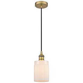 Image1 of Edison Hadley 5" Brushed Brass Cord Hung Mini Pendant w/ Matte White S