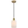 Edison Hadley 5" Brushed Brass Cord Hung Mini Pendant w/ Matte White S