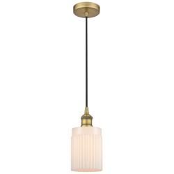 Edison Hadley 5" Brushed Brass Cord Hung Mini Pendant w/ Matte White S