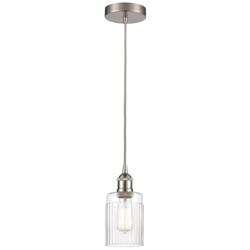 Edison Hadley 5" Brushed Satin Nickel Cord Hung Mini Pendant w/ Clear