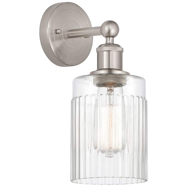 Image 1 Edison Hadley 5" Brushed Satin Nickel Sconce w/ Clear Shade