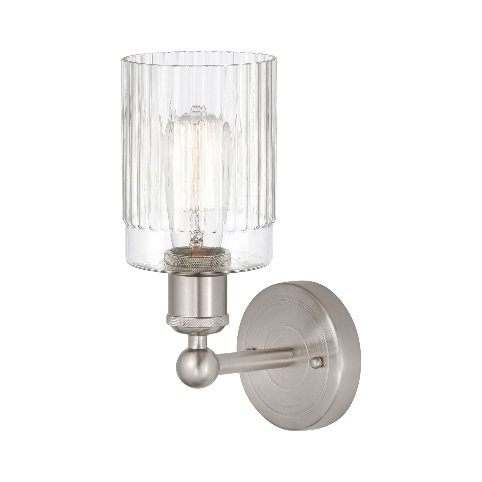 Image 2 Edison Hadley 5" Brushed Satin Nickel Sconce w/ Clear Shade more views