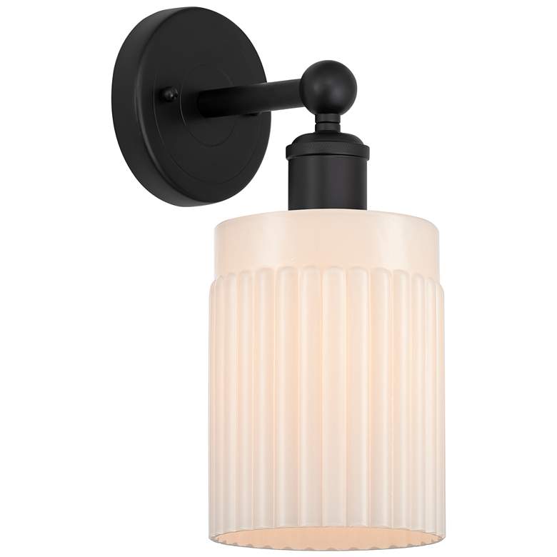 Image 1 Edison Hadley 5" Matte Black Sconce w/ Matte White Shade