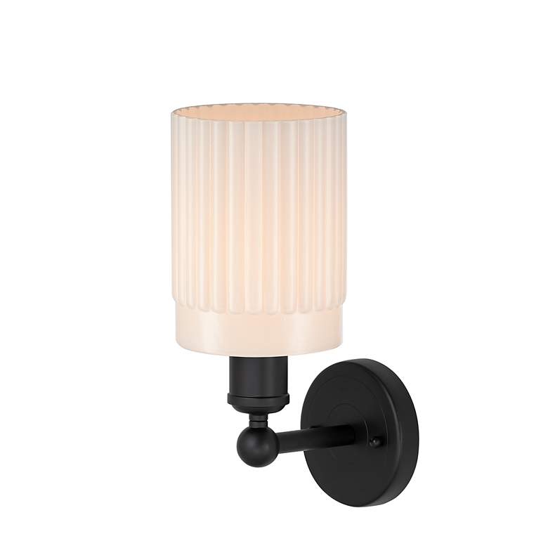 Image 2 Edison Hadley 5" Matte Black Sconce w/ Matte White Shade more views