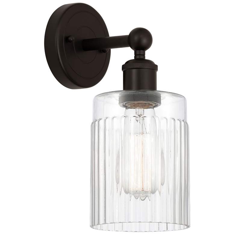 Image 1 Edison Hadley 5" Oil Rubbed Bronze Sconce w/ Clear Shade
