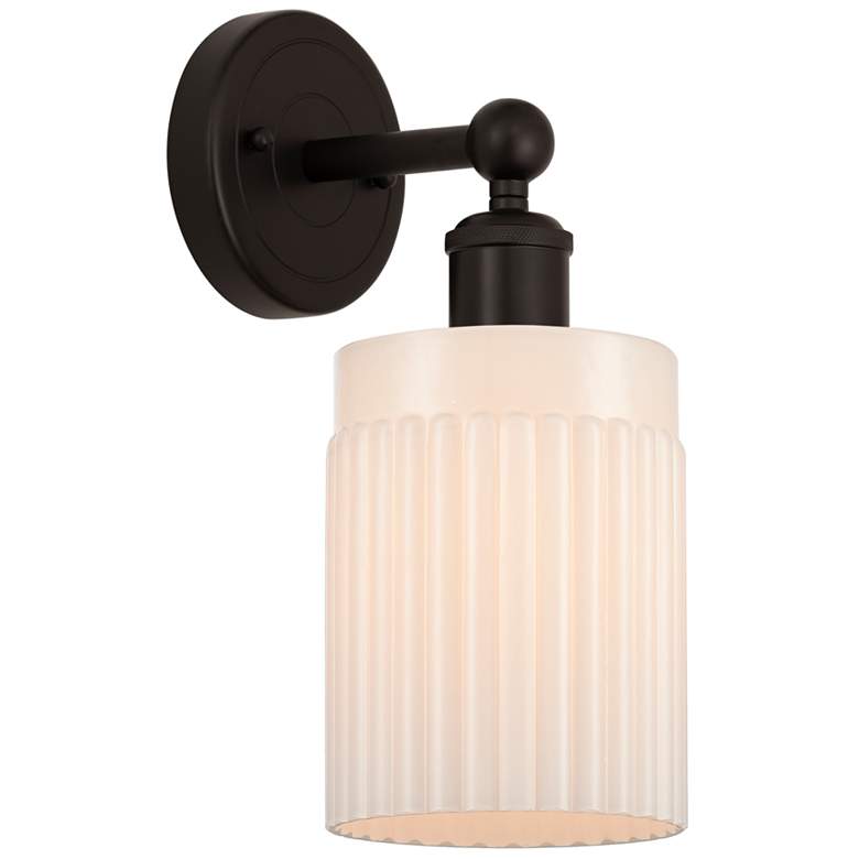 Image 1 Edison Hadley 5" Oil Rubbed Bronze Sconce w/ Matte White Shade