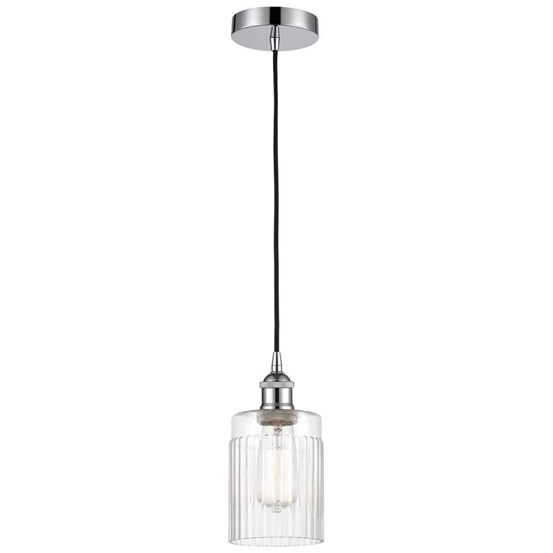Image 1 Edison Hadley 5" Polished Chrome Cord Hung Mini Pendant w/ Clear Shade