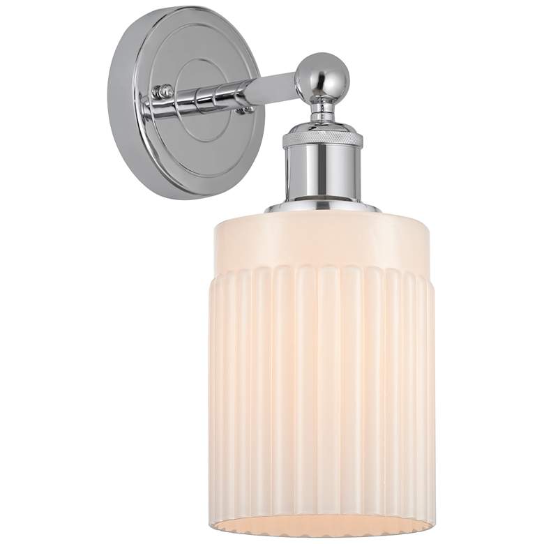 Image 1 Edison Hadley 5" Polished Chrome Sconce w/ Matte White Shade