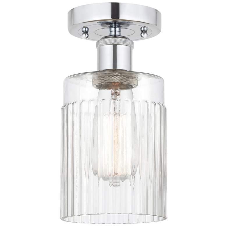 Image 1 Edison Hadley 5" Polished Chrome Semi Flush Mount w/ Clear Shade