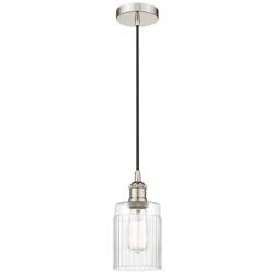 Edison Hadley 5" Polished Nickel Cord Hung Mini Pendant w/ Clear Shade